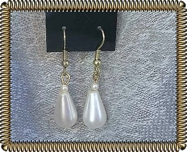 Earrings-White Tear Drop